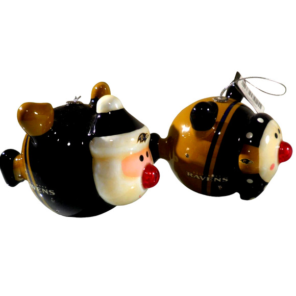 Baltimore Ravens NFL Licensed LED Santa and Snowman Christmas Ornaments - Picture 4 of 12
